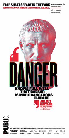 the poster for danger is shown in red and black