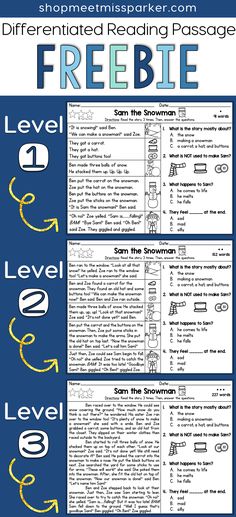 the freebie reading passage is shown in blue and yellow