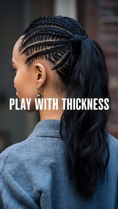 Add dimension to your cornrows! Experiment with different braid sizes for a dynamic look. #cornrows #braidstyles #texturedhair Braid Sizes, Different Braids, Braid Styles, Textured Hair, Braids, Plaits