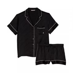 Get Your Beauty Sleep In Our Glossy Set Featuring A Short Sleeve Button-Up And Matching Shorts. Easy Fit Short-Sleeve, Button-Front Top Hits Below Hips Chest Pocket With Embroidered Logo Shorts With Drawstring Tie Waist 3" Inseam Machine Wash Imported Men's Sleep And Loungewear, Purple Lace Top, Vs Pajamas, Black Pajamas, White Pajamas, Plaid Pajama Pants, Victoria Secret Pajamas, Red Plaid Flannel, Womens Pajamas Pants