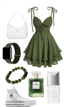 Trendy Chiffon Mini Dress, Green Homecoming Dress, Freshman Outfits, Hot Prom Dress, Homecoming Dress Short, Green Homecoming Dresses, Swaggy Outfits, Really Cute Outfits, Casual Style Outfits