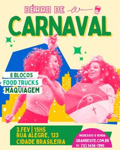 a poster for the festival called carnaval with two women in pink and green