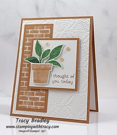 a card with a potted plant on it and the words, i thought of you today