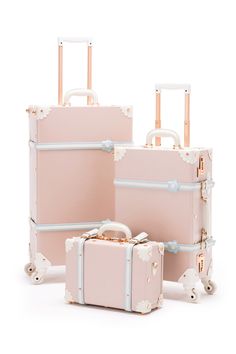 Cute Pink Suitcase, Xmas List Ideas, Pink Suitcase, International Trip, Cute Luggage, 3 Piece Luggage Set, Pink Everything, Love Shack Fancy, Xmas List