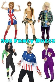 90s Fancy Dress Ideas | SimplyEighties.com 90s Fancy Dress Ideas Couples, 90s Couples Fancy Dress, Fresh Prince Of Bel Air Halloween Costume, 90s Fancy Dress Ideas Woman, 90’s Fancy Dress, Austin Powers And Fem Bot Costume, 1990s Costume Ideas, Femmebot Costume Austin Powers