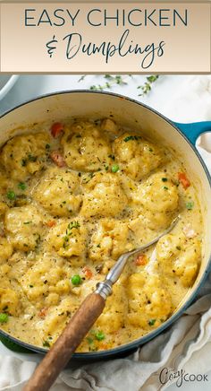 Chicken and dumplings in homemade chicken soup Chicken And Dumping Recipes, Chicken And Dumplin Recipe, Easy Chicken Dumpling Recipes, Dumplin Recipe, Chicken Dumpling Soup, Chicken Dumplings Recipe, Cozy Cook