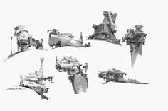 black and white photograph of various machines in different positions