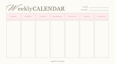 the weekly calendar is shown in pink