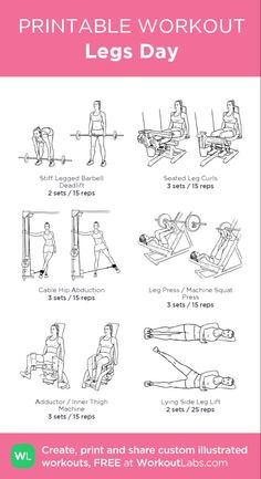 the printable workout poster shows how to do an exercise for legs and chests