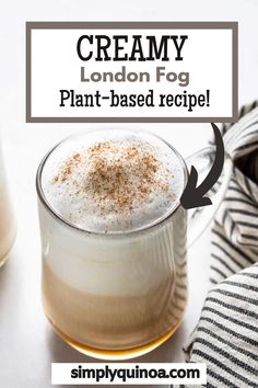 a cup of creamy london fog with cinnamon sprinkled on top