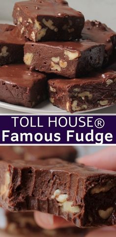 chocolate fudge with walnuts on top and in the middle