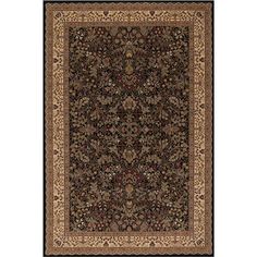 a brown and beige rug with an ornate design