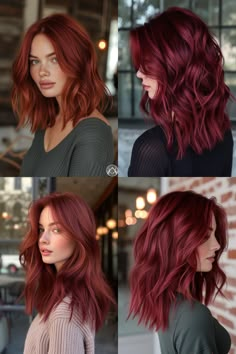 Top 15 Winter Hair Colors Intense Cherry Red Hair, Cool Tone Hair Color Ideas, Long Bob Red Hair, Red Hair Bob Haircut, Medium Length Red Hair, Brown To Red Hair, Hair Color For Cool Skin Tones, Winter Red Hair, Red Bob Haircut