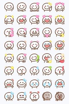 the emoticons are all different colors and shapes