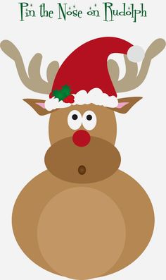 a reindeer with a santa hat on it's head and the words, i'm