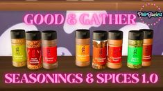 an advertisement for seasonings and spices on a counter with the words good & gather