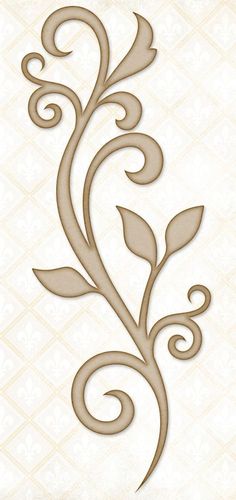 an ornate design with leaves and swirls on a beige background, in the shape of a flower