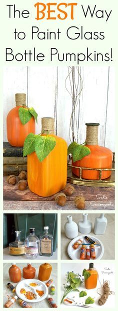 the best way to paint glass bottle pumpkins