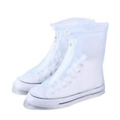 TELOLY Unisex Waterproof Non-slip Transparent Boots Rain Shoes Cover Size: L(11.22").  Color: White. Transparent Boots, Rain Shoes, Plastic Shoes, Transparent Material, Waterproof Shoes, Breathable Shoes, Shoe Covers, Long Boots, Shoes Color