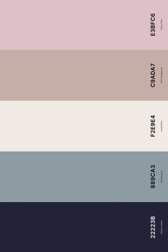 the color palette is shown in shades of pink, blue and grey with black text