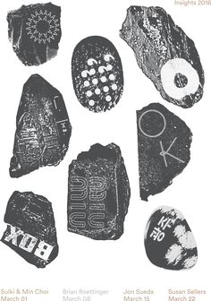 an image of some rocks and other things in black and white on a white background