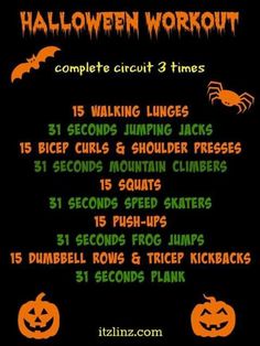 the halloween workout schedule is shown with pumpkins and jack - o'- lanterns