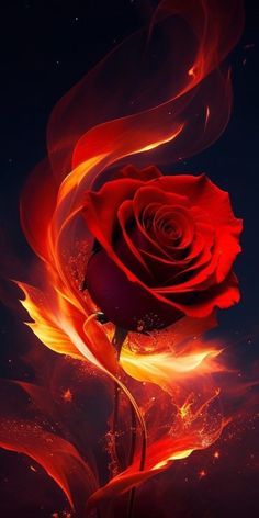 Rose On Fire, Flowers Pics, Blue Roses Wallpaper, Arte Aesthetic, Glittery Wallpaper, Beautiful Butterflies Art, Fire Flower, Lovely Flowers Wallpaper, Art Animation