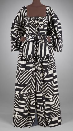 'Jama' Jumpsuit, black and white print with tie-on pockets, designed by Sarah Diouf for Tongoro, Senegal, 2021 Lisa Folawiyo, Black And White Print, Jumpsuit Black, Visual Art, Couture