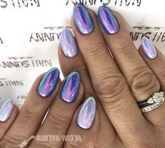 Nail Sunny, Acrylic Nails Natural, Purple Chrome Nails, Purple Chrome, Unghie Nail Art, Chrome Nails Designs, Unicorn Nails, Holographic Nails, Fancy Nails