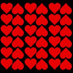 red hearts arranged in the shape of squares