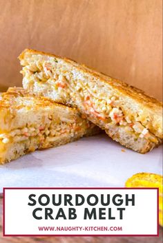 Crab melt sourdough bread Crab Melt Sandwich Recipes, Seafood Sandwiches Crab Meat, Crab Cake Grilled Cheese, Hot Crab Sandwich Recipe, Crabmeat Sandwich Recipes, Crab Rangoon Melt Sandwich, Grilled Crab Sandwich, Open Face Crab Melt Sandwich