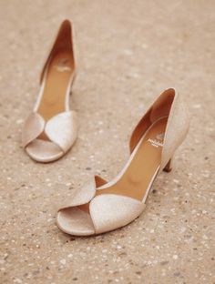 Liz - Iridescent Champagne - Bobbies Beige Wedding Shoes With Low Heel, Fitted Beige Wedding Shoes With Low Heel, Chic Beige Block Heel Wedding Shoes, Gold Low-heel Wedding Shoes For Evening, Beige Low-heel Wedding Shoes With Heel Strap, Leather Wedding Shoes, Champagne Shoes, Irises, Gold Lame