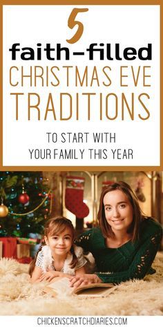 a woman and child laying on the floor in front of a christmas tree with text overlay