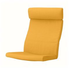 a yellow office chair that is upholstered to the side with no wheels on it