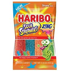 a bag of harbo sour streamers gummy candy