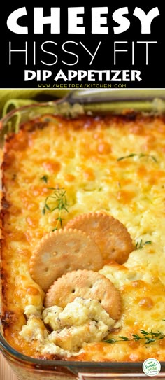 a cheesy dip appetizer in a casserole dish