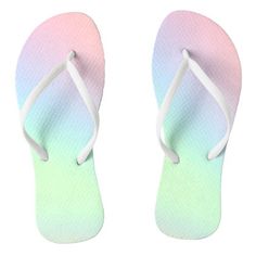 Pastel Rainbow of Color Flip Flops - blue gifts style giftidea diy cyo Bridesmaid Flip Flops, Personalized Flip Flops, Dj Speakers, Wedding Flip Flops, Girls Flip Flops, Rainbow Sandals, Rubber Flip Flops, Hawaiian Beach, Blue Pastel