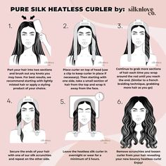 Heatless curls tutorial #hair #hairstyles #curly #curlyhaircare #silk #wavehair #curlers #curlyhairideas #haircare #hairgoals #heatless #heatlesscurlsovernight Foam Hair Rollers, Diy Hair Rollers, Heatless Curls Tutorial, Foam Rollers Hair, Roller Curls, Heatless Curlers, Curl Tutorial