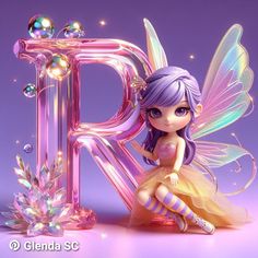 a little fairy sitting on the letter d