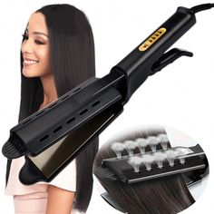 Product information: Product Category: Hair Straightener Heat conductor material: environmentally friendly alloy Temperature control adjustment: 10 steps Degrees Celsius  : 160, 180, 200, 220 (Fahrenheit: 320, 350, 400  425) Applicable hair type: wet and dry Diameter of heat conductor: 31mm or more Best modeling time: Steam Hair, Steam Hair Straightener, Hair Steaming, Hair Jewels, Straighten Iron, Oil Treatments, Silky Hair, Messy Hairstyles, Protective Hairstyles