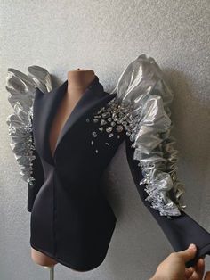 Corporate Wears, Drag Queen Costumes, Sequin Suit, Avant Garde Dresses, Socialite Style, Big Sleeves, Jazz Dance Costumes, Looks Country, Women Blazer