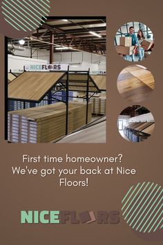 a brochure for nice floors with images of people in the background and text