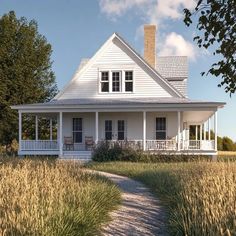 Blue Siding, White Siding, Farmhouse Designs, Dream Farmhouse, Colonial Exterior, Beautiful Farmhouse, Traditional Styles, Traditional Farmhouse, White Farmhouse