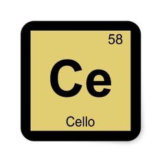 the chemical symbol for cello is shown in black and yellow on a white background