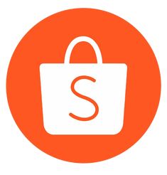 an orange and white shopping bag with the letter s on it's front side