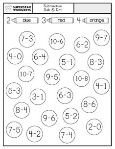 the subtraction worksheet for numbers 1 to 10