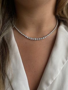 Lab, Grown, Diamonds Tennis, Graduation, Real Gold Necklace, Necklace Tennis. Features ► 14K Gold ► Length: 17 Inch (standard) ► Lab Grown Diamond ► Color & Clarity: F VS1 ► Cut: Excellent ► Quantity: 137  ► Shape: Round ► Carat Weight: 5.83 Ctw ► Setting: Prongs Diamond Certificate from IGI https://www.igi.org/ Ring Certificate from CGL - http://www.cgl-labs.com/ Contact us for any and all special requests What Makes Us Different? - We are a fully-licensed Diamond Foundry seller - We use 100% e Diamond Necklace Wedding, Diamond Necklace Simple, Real Gold Necklace, Real Diamond Necklace, Anniversary Necklace, Diamond Tennis Necklace, Graduation Necklace, Sparkle Necklace, Simple Diamonds