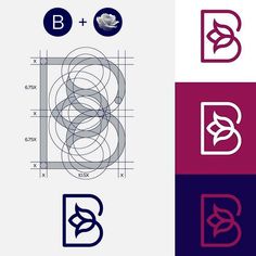 the letter b and d are made up of overlapping shapes, including an interlaced circle