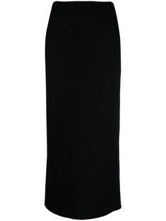 black wool high waist rear zip fastening straight hem mid-length Wool Pencil Skirt, Pencil Skirt Black, Yohji Yamamoto, Skirt Black, Black Wool, Mid Length, Womens Bottoms, Pencil Skirt, High Waist