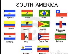 the flags of south america with their respective country names